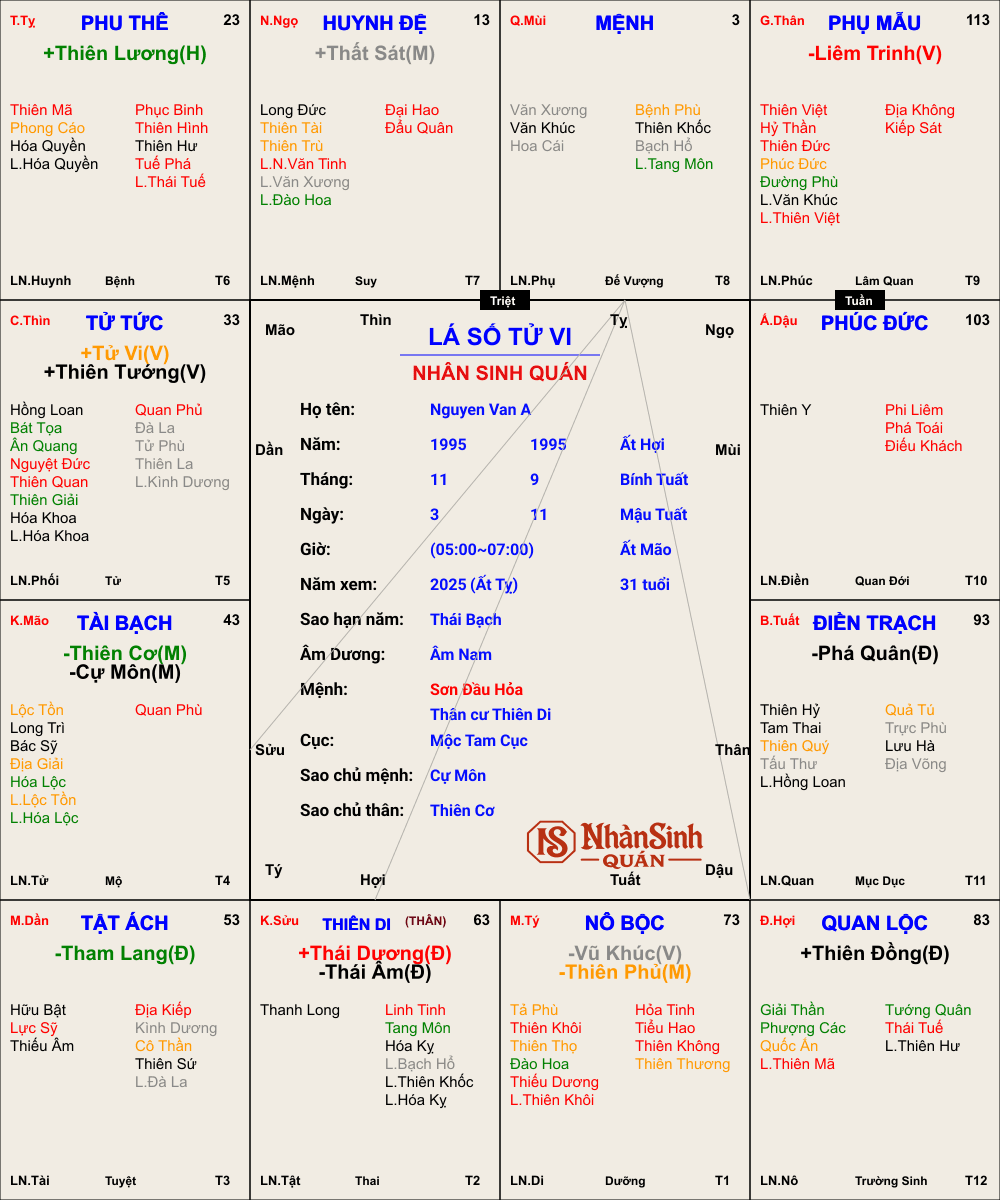 Lá số tử vi cá nhân